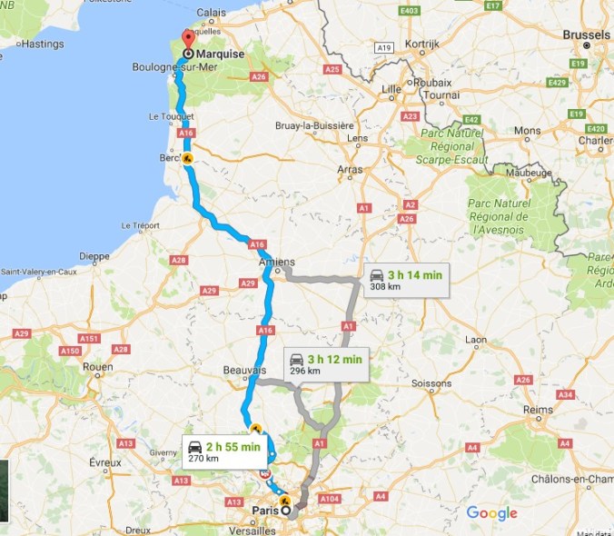 Paris to Calais Map